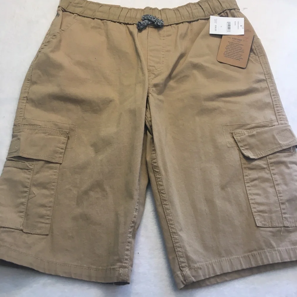 Weatherproof Vintage Cargo Shorts Kids XL Khaki New Pull-On Drawstring WK910SH21